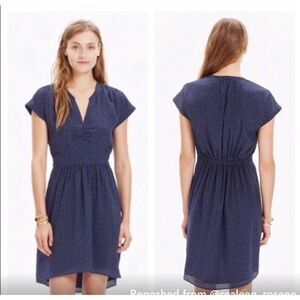 Madewell 100% Silk Navy Blue/black high low Dress size 4